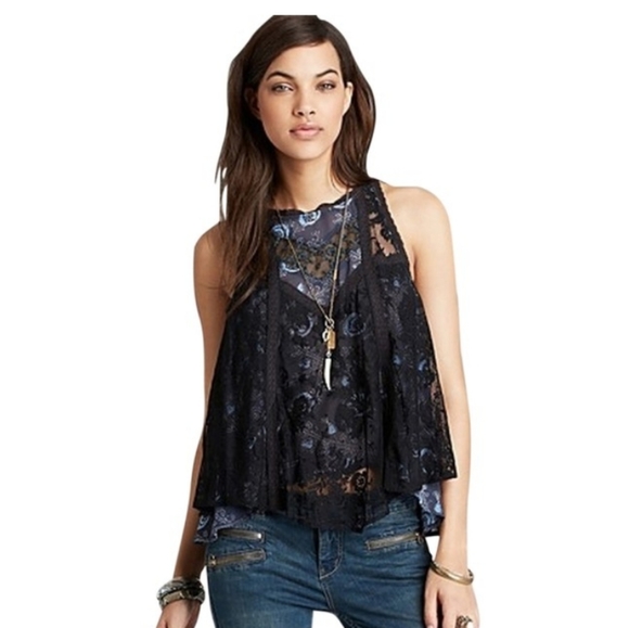 Free People Tops - Black Miss Mackenzie tank Blouse